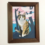 【K様専用ページ】手描き 猫の似顔絵イラスト 絵 絵画 アート 壁掛け 桜 お花見