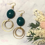 ポイントストーン×リングピアス【グリーン】