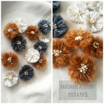 テラコッタ♡フリンジフラワービーズ刺繍ピアス/イヤリング