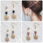 【貼るピアス/ピアス/イヤリング】キラキラ‧✧̣̥̇‧✦‧雪の結晶とチェコガラスパール