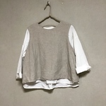 グレージュリネン　後ろ開きベスト