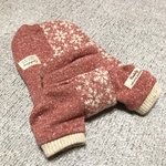 オーダで♪スノーキージャカード*くしゅ襟トップス/レッド×生成り