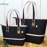 【ko様専用】№1161.1162　倉敷帆布定番ミディアム＆LLトート＊ブラック×スイトピー×スイトピー