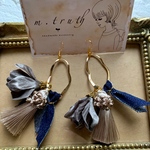 【No.21】◆ 変形フープ三種タッセルピアス ◆ 