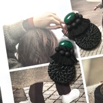 fringe　rattan　ピアス／イヤリング（ブラック）