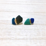 【やきものシリーズ】シー陶器の金継ぎピアス【青orミックス】