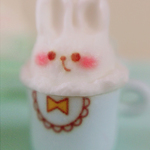(B級品)子うさぎのラテアートマグ/ブルー