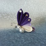 「つまみ細工」蝶々の指輪（紫）