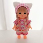メルちゃんサイズ　パジャマ3点セット　ピンク苺　水玉