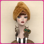 キャメル 　フェイクファー ヘアターバン スヌード ファー帽子 ヘアバンド もこもこ ふわもこ 秋冬小物