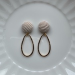 コーデュロイ製カボション×しずくリング