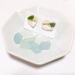 【マーメイドシリーズ】シーグラス &シェルの金継ぎピアス/イヤリング