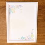 【手書き用・フレーム付】優しいお花の命名書(水色)
