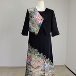 着物リメイクワンピース 留袖ドレス、ボレロ付き  友禅