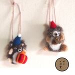 ２個セット/ハリネズミなクリスマスオーナメント