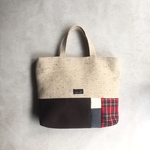 【sale!(2/3まで)】ウールパッチのトートバッグ(- beige x dark brown x red -)