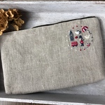 刺繍リネンポーチ Hello ロンドン