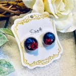 ☆SALE中☆青と赤のドライフラワー シルバーピアス