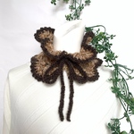 ☆柔らかフリルネックウォーマー♪キャラメルマキアート系引き揃え糸（ゆったりフリル L /ボリューミータイプ）♪ハンドメイド☆【ネックウォーマー/ミニマフラー/つけ襟】