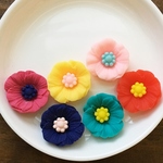 6色セット／直径24ｍｍ・かわいいお花のカボション・マットな質感フラワーパーツ・貼り付けデコ/型番168ＡＢＣＤＥＦ