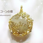 デンドリティックアゲートペンダント（ワイヤージュエリー☆ワイヤーアクセサリー☆ワイヤーラッピング天然石ネックレス）