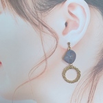 くすみブルー×つぶつぶリング