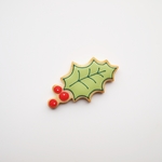 クリスマスリーフ　アイシングクッキーブローチ