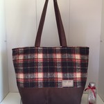 【オーダー品】大きめトートバッグ＊フリース♡ブラウンチェック