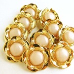 ■再販■18mm■10個入■ ヴィンテージ  パールベージュお花　 [1651-18] アクセサリーに!! 