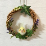 羊毛フェルト おかめインコのリース