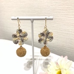 お花×コーデュロイ ピアス/イヤリング