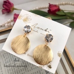 スワロフスキー×ウェーブゴールドメタル  大ぶりピアス/大ぶりイヤリング