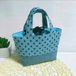 お弁当袋[スター×デニム柄]巾着フタ付き 裏地つき