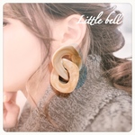 【A-433-c】大ぶり♡ベージュマーブルver.チェーン2連ピアス