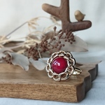 ゴールドチェーン×ジュエル レッド ボタン リング💍