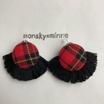 na様タータンチェックのボタンピアス