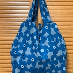 大きなエコバッグ（フラワーⅡ）水色×青