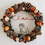 寒がり猫サンタの Christmas アップルリース