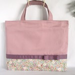 【受注制作】花柄×スモーキーピンクのレッスンバッグ　女の子