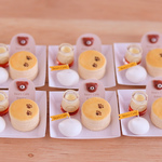 足跡付き２段スフレパンケーキ×カスタードプリン