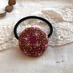 小花lease  刺繍ヘアゴム ブローチへ変更可能