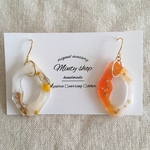 orange＆white＊botanical 変形フープ ピアス/イヤリング