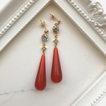 大人×キラキラ✩.*˚スワロとブラッドオレンジアクリルのしずくピアス