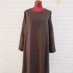 《新作》グレンチェックオフショルダーシンプルワンピ   ブラウン系