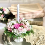 ロマンチック♡キャンドルフラワーリース クリスマス  結婚祝い 誕生日プレゼント フラワーアレンジメント