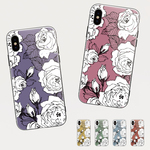 ガラスケース iPhone 11 XR XS iPhone8 iPhoneケース TPUケース 強化ガラス 海外 花柄 Flower 花 ROSE 薔薇 ボタニカル 大人かわいい 大人可愛い