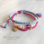【完成品】3連ミサンガ♥SWAROVSKI×クロス&シェル
