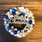 Xmas◇ブルーシルバーの雪の結晶リース