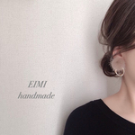 【EIMI】ミンクファーモカ×ゴールドフープ＊ ピアス/イヤリング