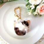 ふわふわ猫耳ファー バッグチャーム(クリーム)